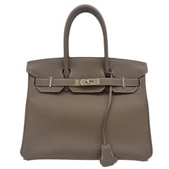 Hermes Birkin 30 Etoupe Togo Leather with Palladium Hardware Handbag