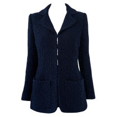 Chanel New CC Giant Buttons Navy Tweed Jacket 36 FR