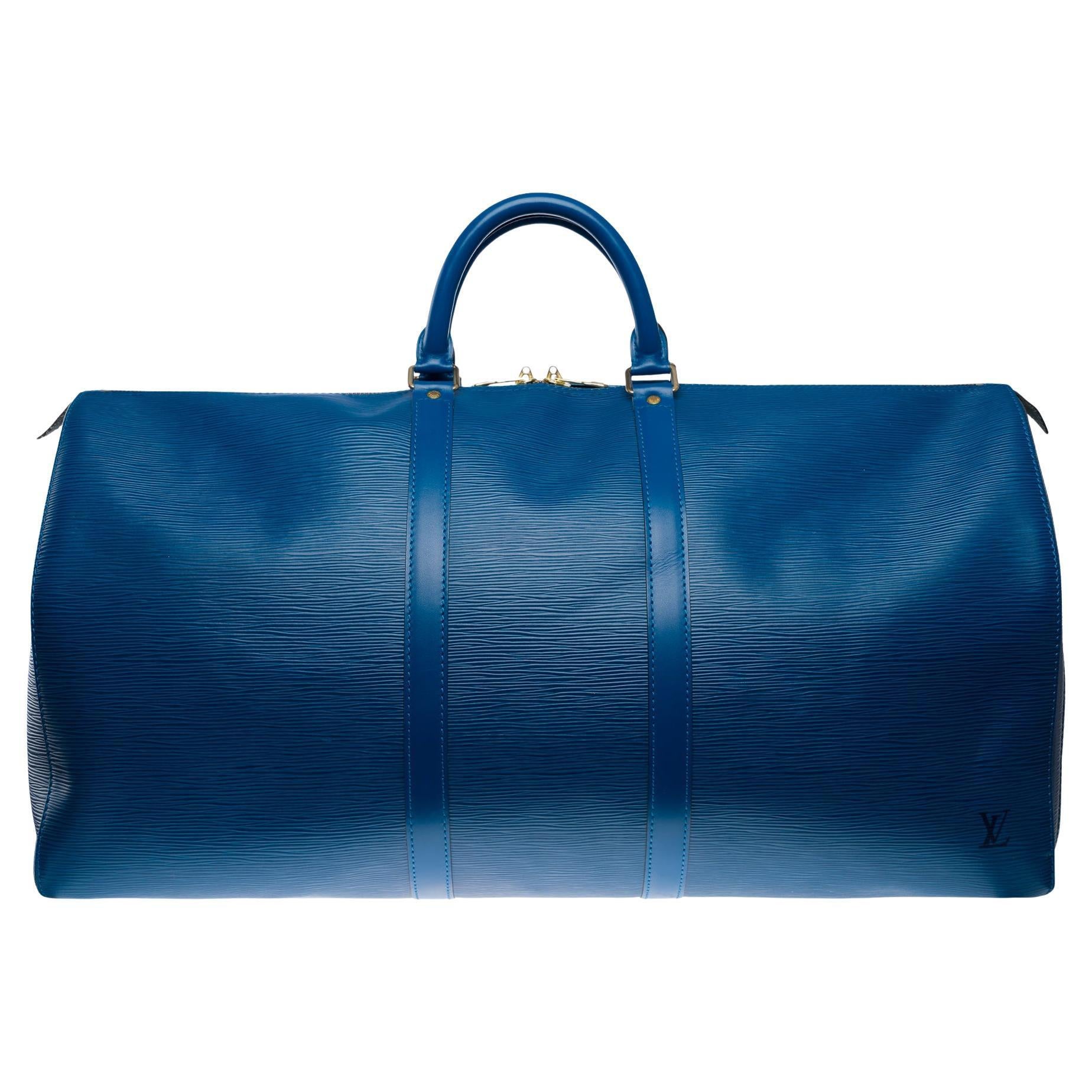 Very Chic Louis Vuitton Keepall 55 Travel bag in Cobalt Blue Epi leather, GHW