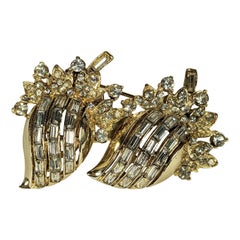 Corocraft Art Déco Pave Baguette Bud Clip Duette