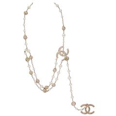 Chanel Pearl & Silk Logo Necklace/Belt