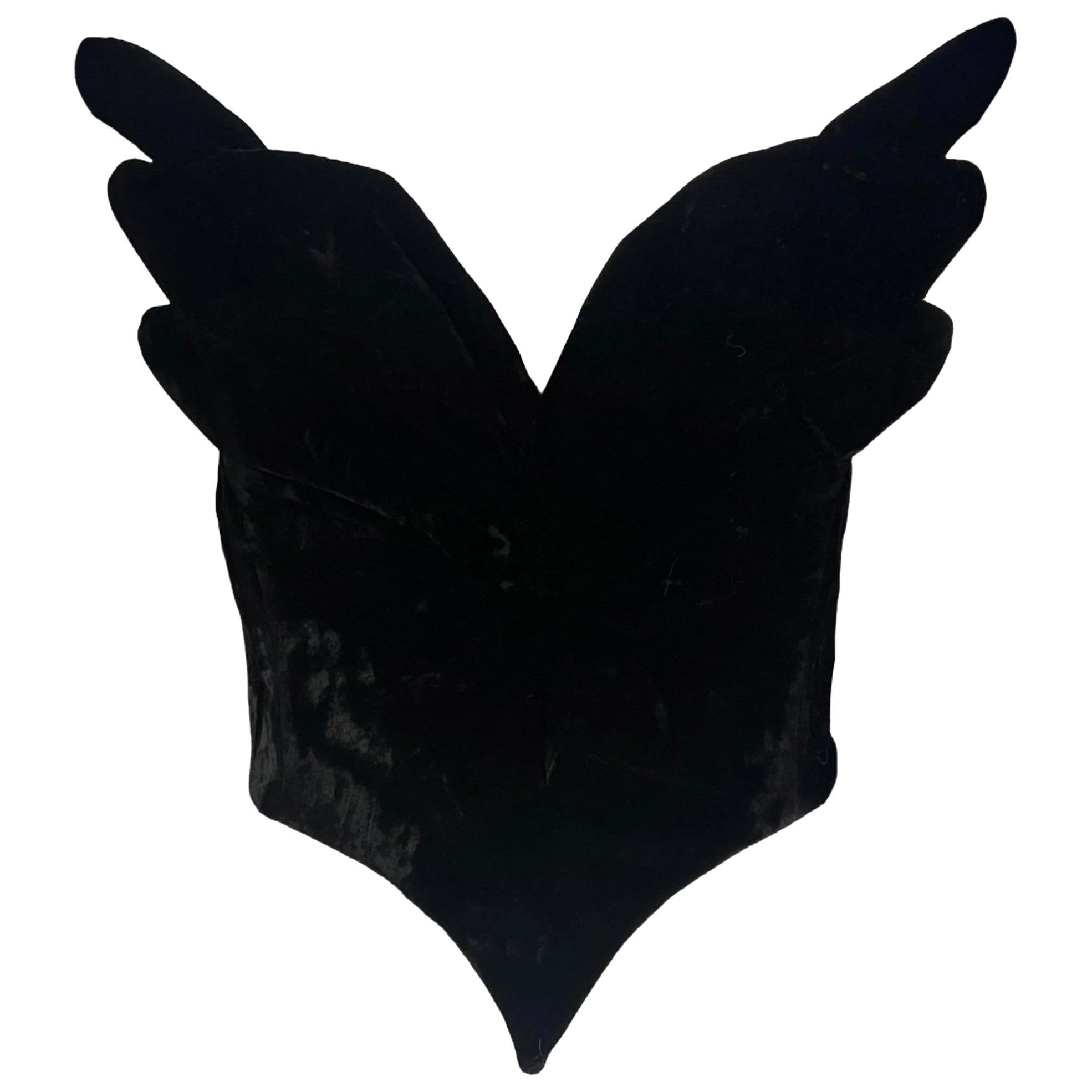 F/W 1987 Thierry Mugler Velvet Winged Bustier Corset Top For Sale