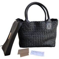 Bottega Veneta Cabat Small Intreccio Leather Tote Bag Black