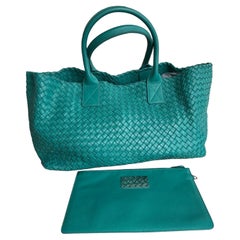 Bottega Veneta Cabat Large Intreccio Leather Tote Bag Green with Pouch 40cm