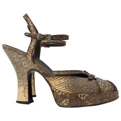 90s Prada Ringtail Lizard Platform Heels 7