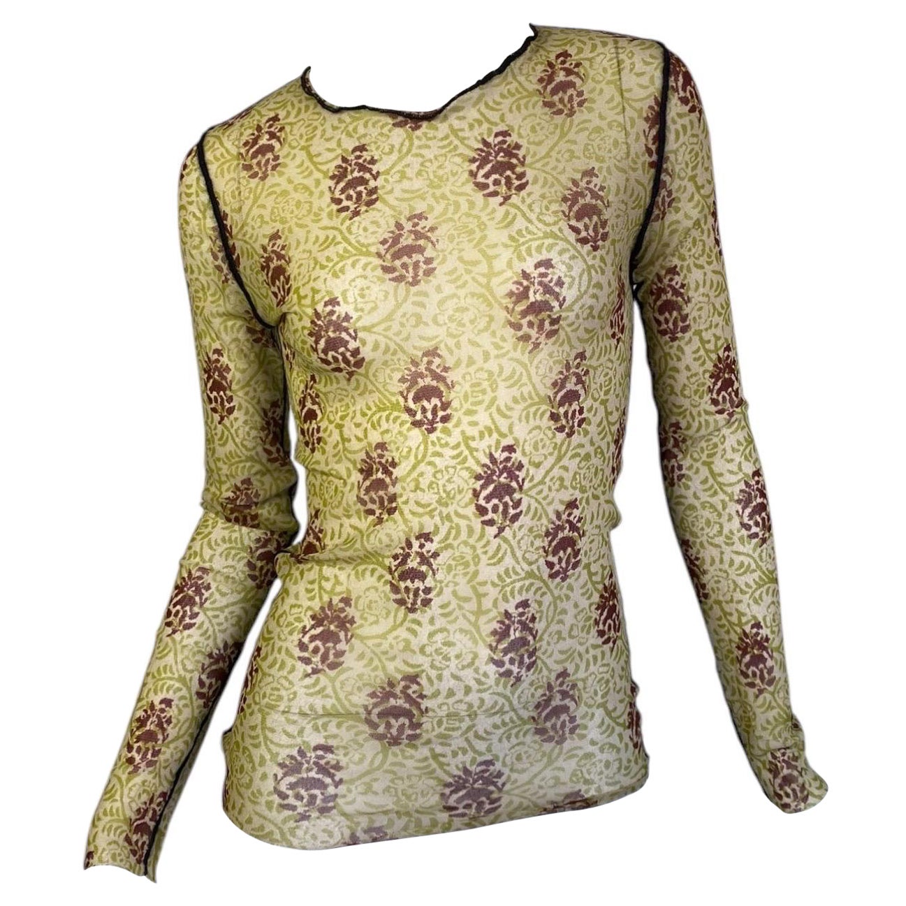 JEAN PAUL GAULTIER 2000s CAMISETA VERDE CON IMPRESIÓN DE MALLA