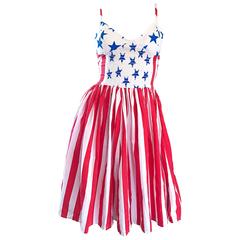Rare Vintage Boy London 1980s American Flag Hand Painted Cotton 80s Dress 12