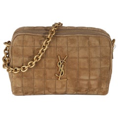 Saint Laurent Golden Leaf Suede Cassandre Carre Camera Bag