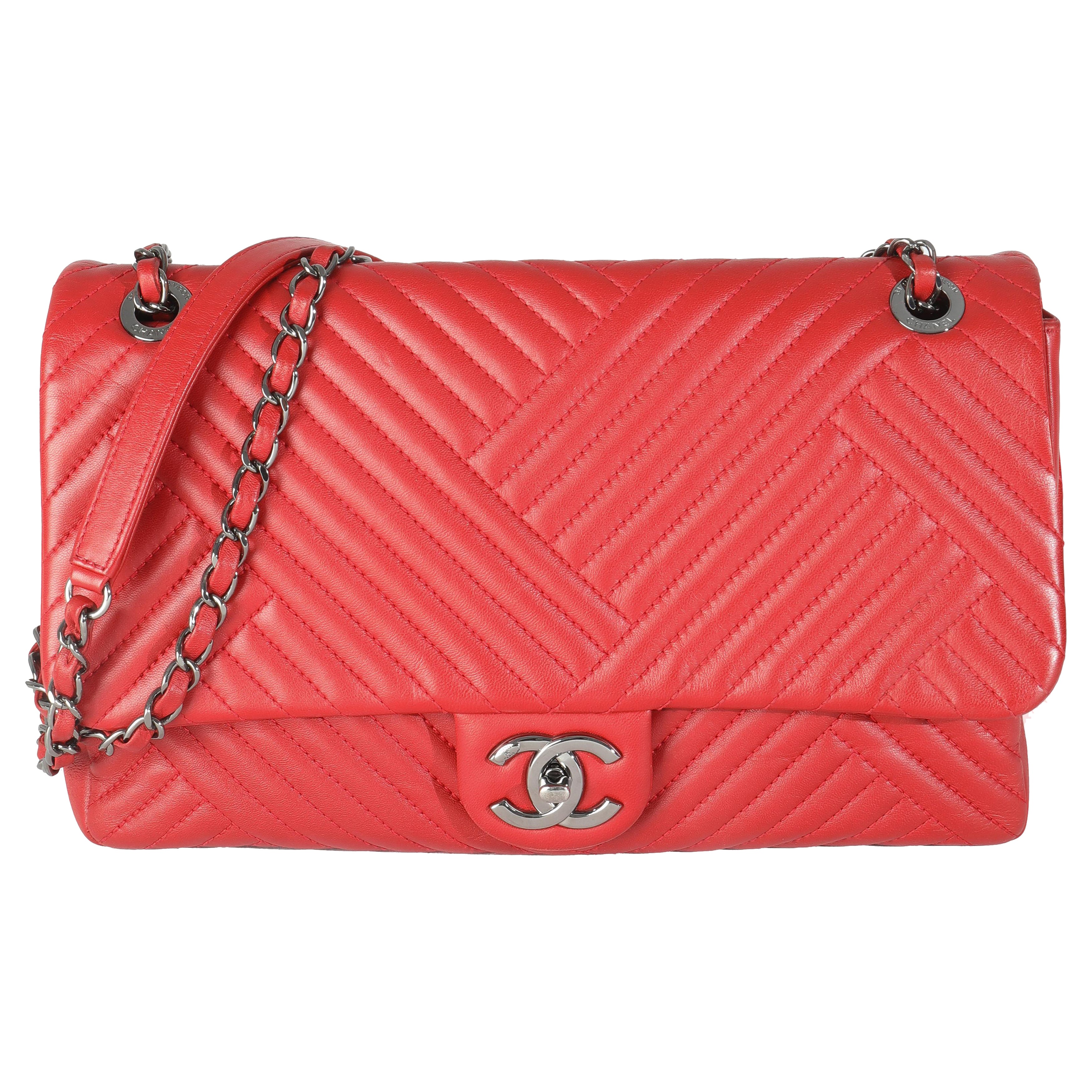 Chanel Red Lambskin CC Medium Crossing Flap Bag For Sale