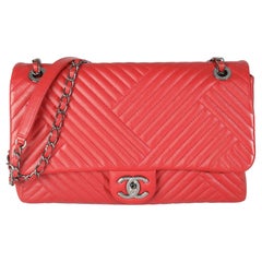 Chanel Red Lambskin CC Medium Crossing Flap Bag