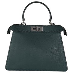 Fendi Dark Green Sellerissima Nappa Sintetica Tape Stitch Medium Peekaboo I SEE