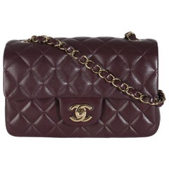 Chanel Dark Purple Quilted Lambskin Mini Rectangular Flap Bag