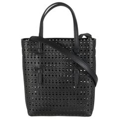 Alaia Black Vivienne Calfskin Laser Cut Mina North South Tote