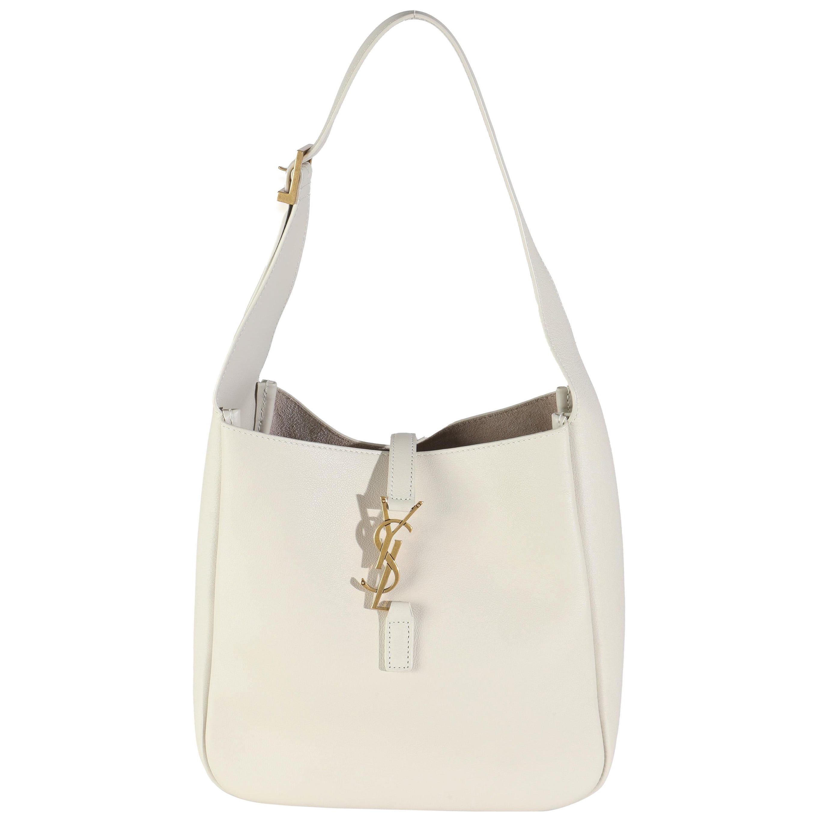 Saint Laurent Blanc Vintage Piel de becerro lisa Pequeña Le 5 A 7 Suave Hobo