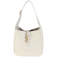 Saint Laurent Blanc Vintage Piel de becerro lisa Pequeña Le 5 A 7 Suave Hobo