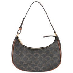 Celine Tan Calfskin Triomphe Canvas Ava Shoulder Bag