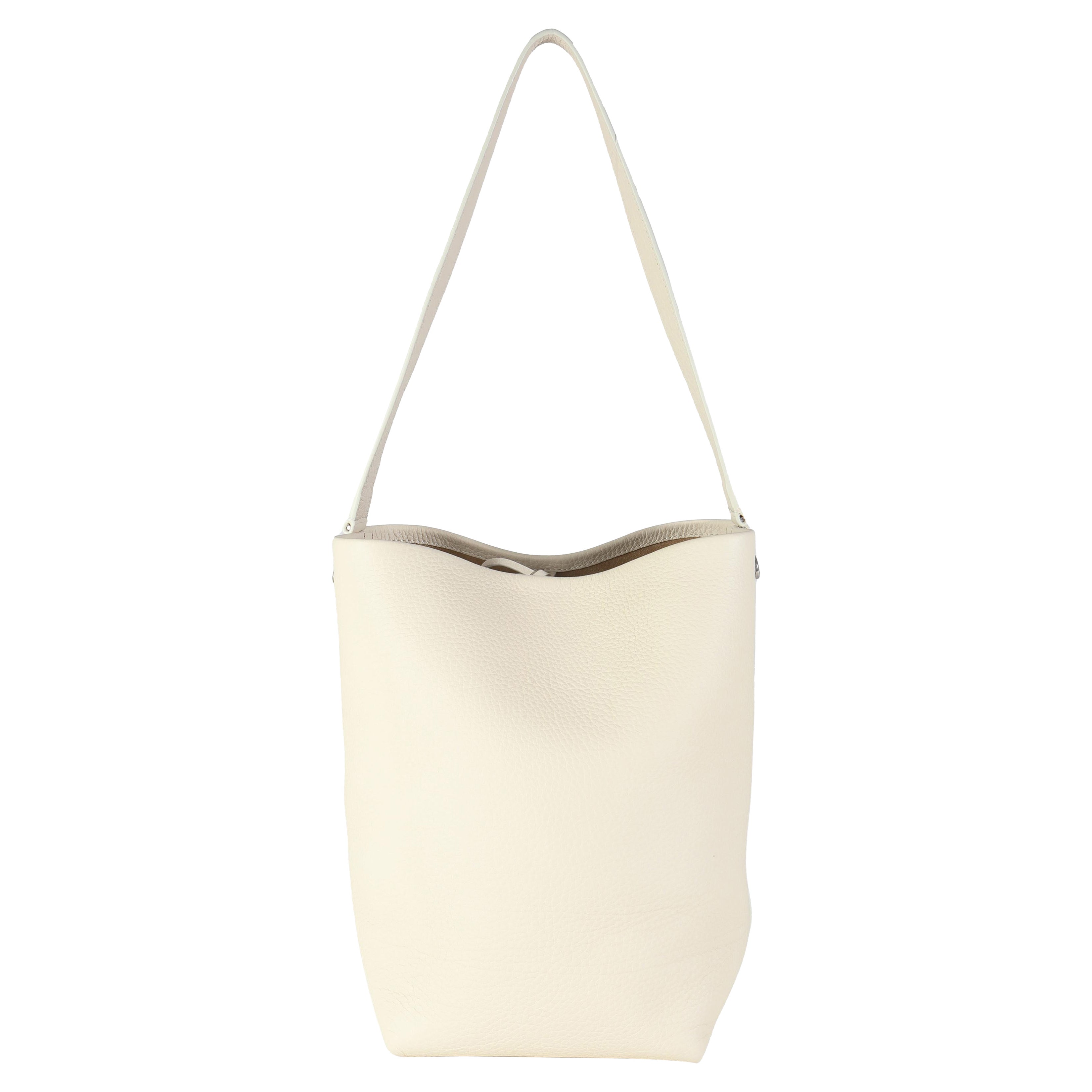 The Row Ivory Grained Calfskin Medium NS Tote Hook Bag
