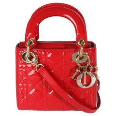 Christian Dior Red Patent Cannage Mini Lady Dior