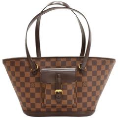 Louis Vuitton Manosque PM Ebene Damier Canvas Tote Hand Bag