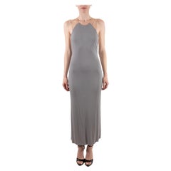 1990S Minimalistisches Kleid aus grauem Rayon und Seidenjersey