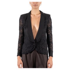2000S Veste en dentelle de rayonne et de soie semi-éclatante Emilio Pucci, noir