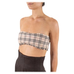 2000S - Burberry - Top tube en coton stretch à carreaux