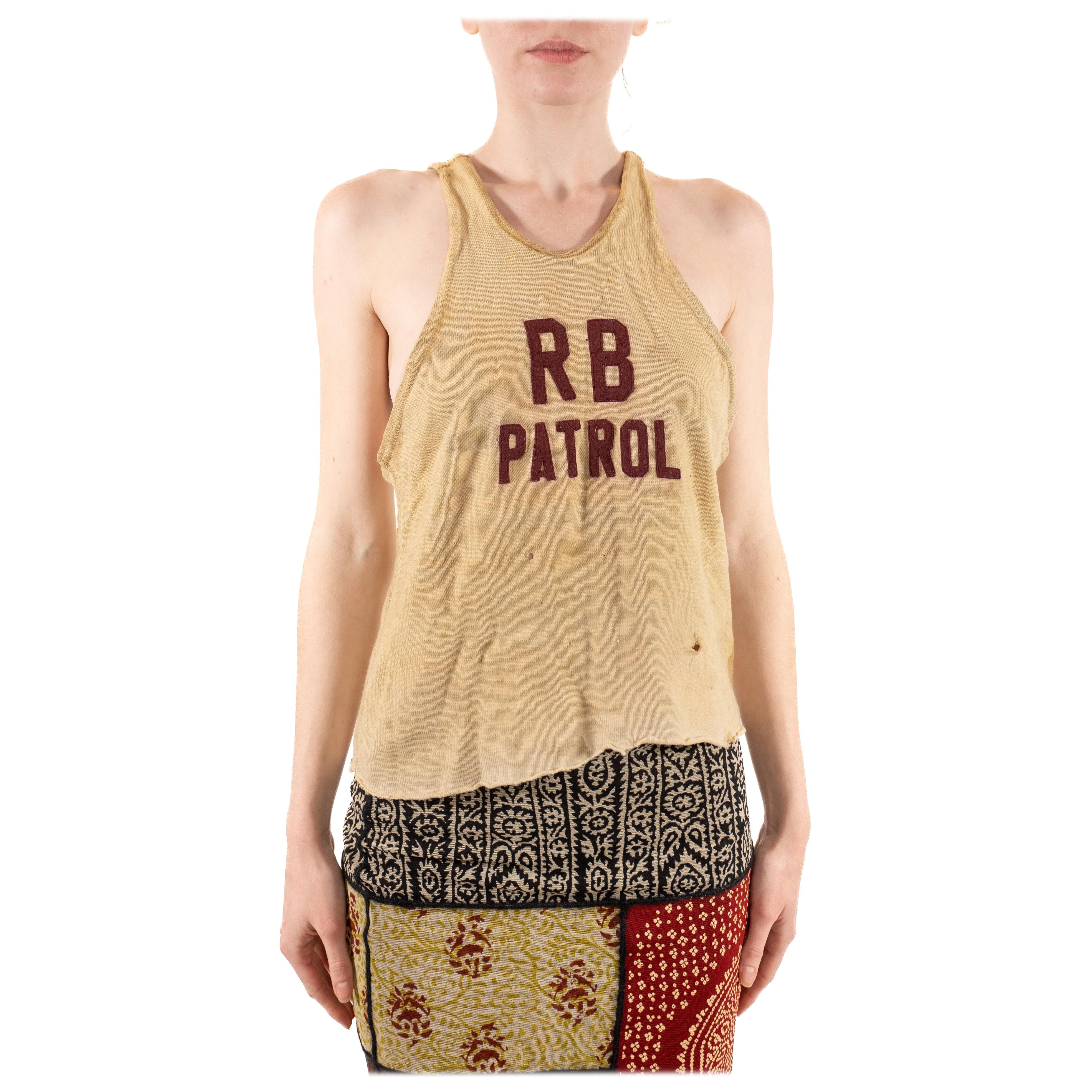 1930S Off White Distressed Wool Knit Sports Tank Top