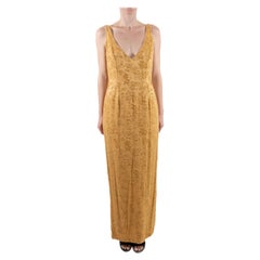 1990S Yellow & Gold Silk Lurex Burnout Velvet Gown