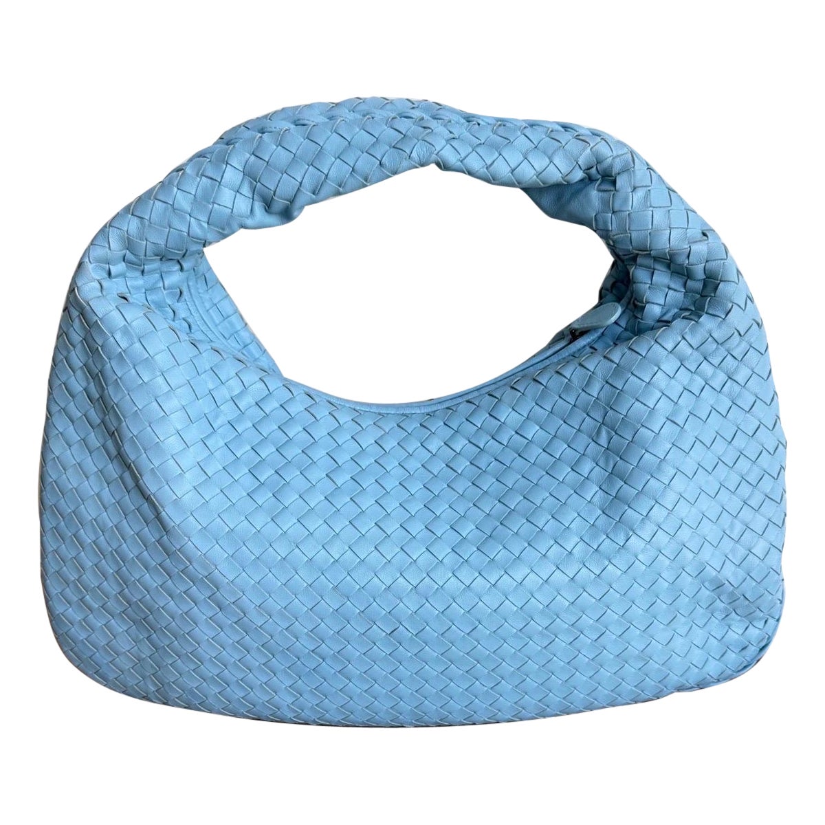 Bottega Veneta Veneta Hobo Medium Large Baby Blue Intrecciato Leather Bag 47cm