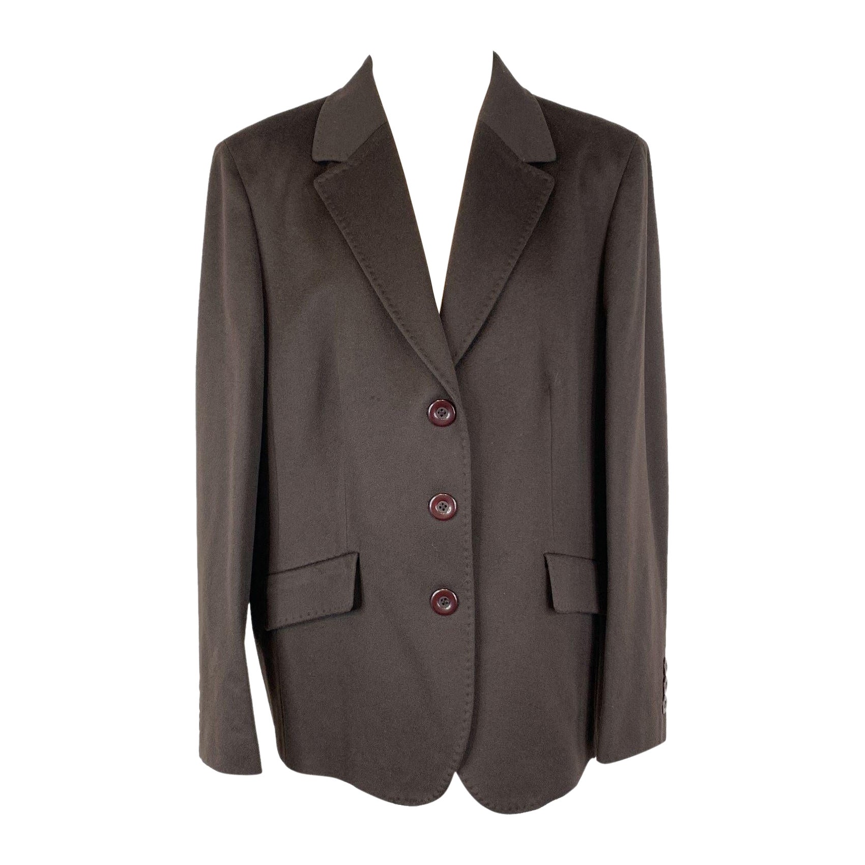 Loredana Del Monte Vintage Brown Wool Single Breasted Blazer 54 IT For Sale