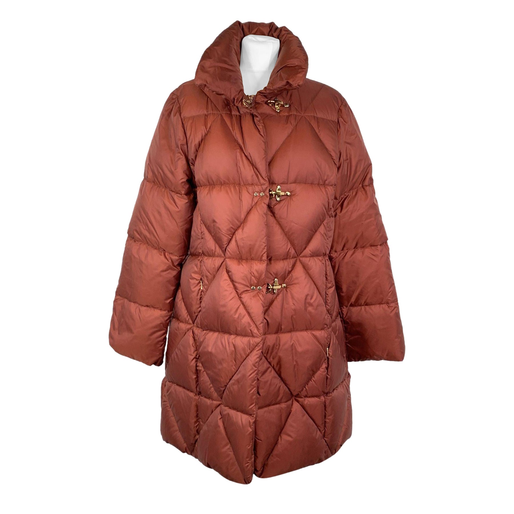 Fay Burgundy Red Nylon Winter Padded Down Coat Size XXXL For Sale