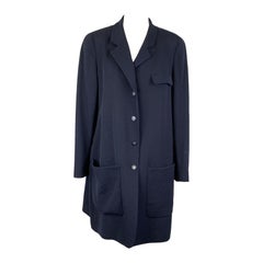 Chanel Vintage Marineblauer Wollmantel Größe 42 FR