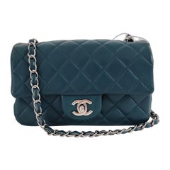 Chanel Classic Flap Rectangular Mini Teal Green Lambskin 2020