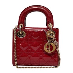 Lady Dior Mini Red Patent Leather Gold HW Chain Strap