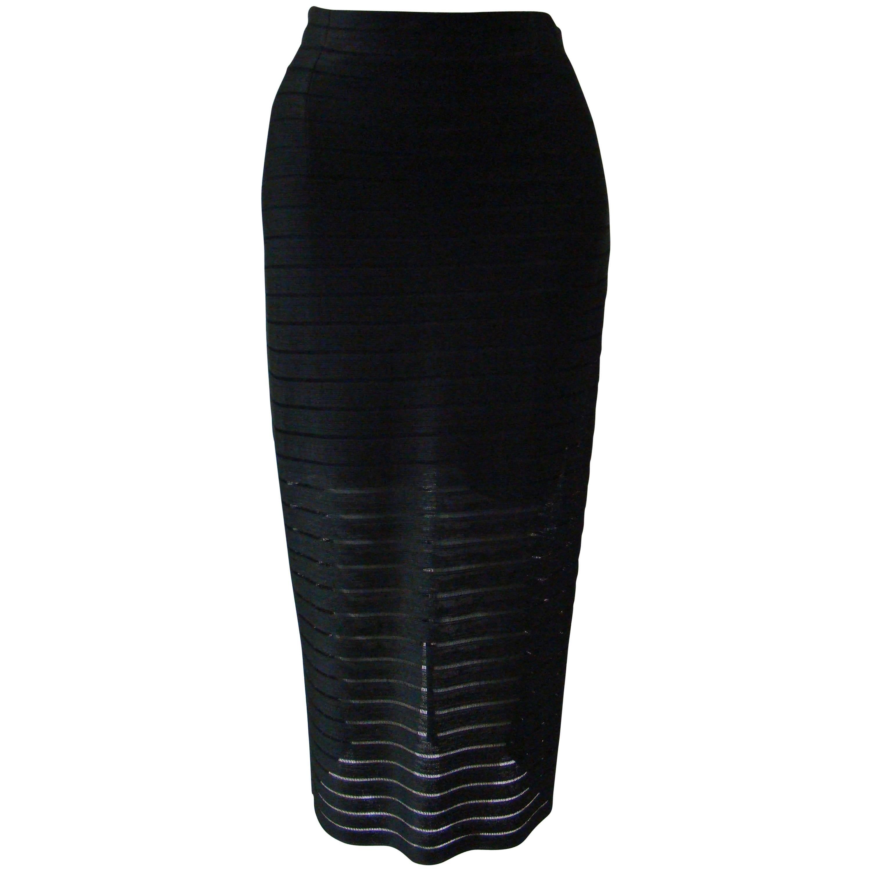 Rare Gianfranco Ferre Knitted Striped Pencil Skirt For Sale
