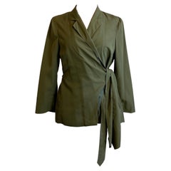 Dries Van Noten Olive Silk Jacket