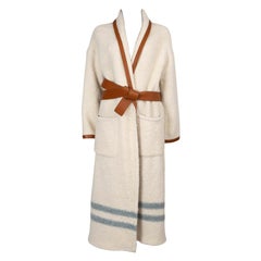 LORO PIANA cream alpaca 2023 ARBEL BELTED BOUCLE Coat Jacket 44 L