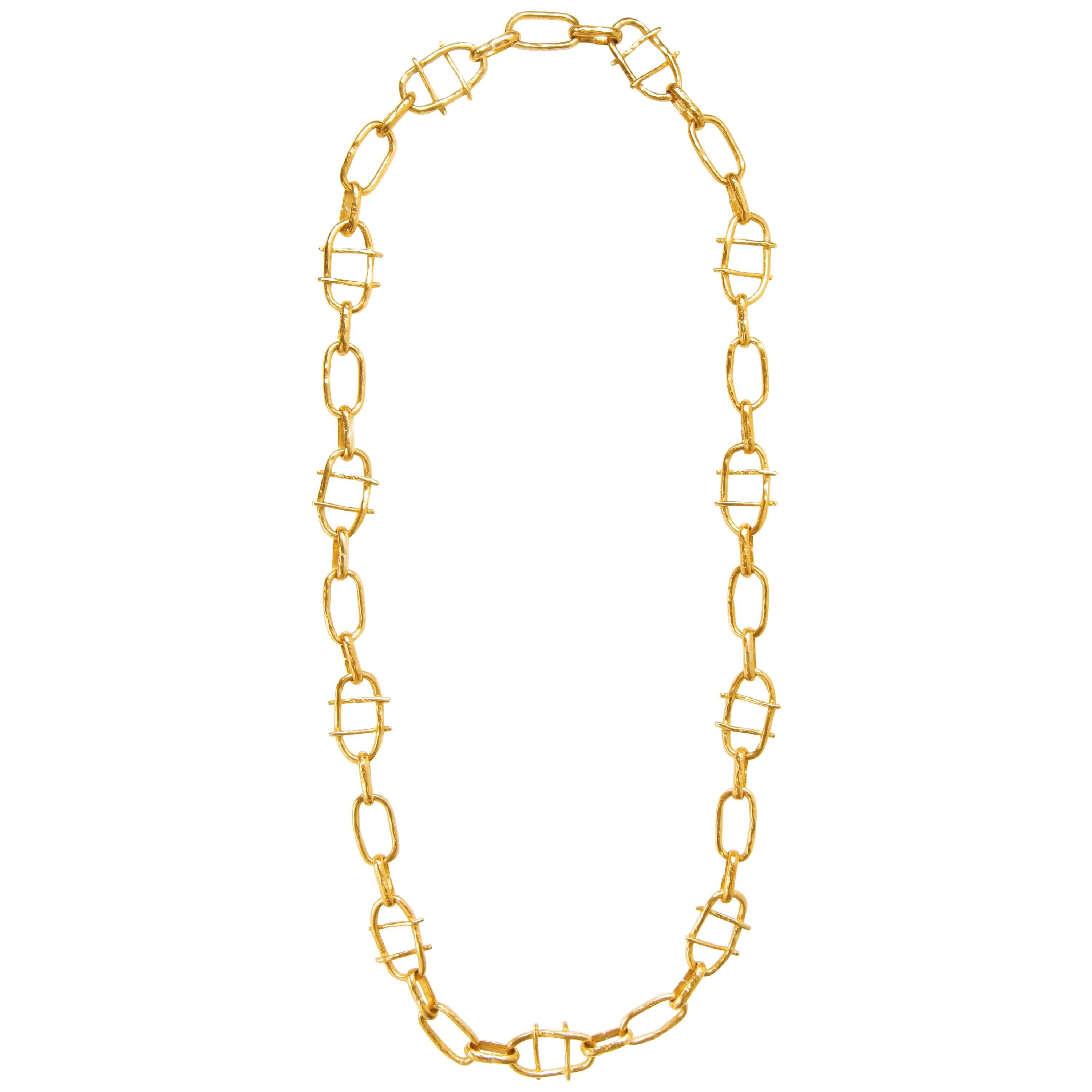 Capogrossi Gold-Plated Bronze Chain Necklace For Sale