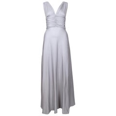 1970's LORIS AZZARO icy silver blue jersey dress with ruching