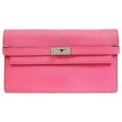 Hermès Fuchsia Chevre Kelly Wallet 9