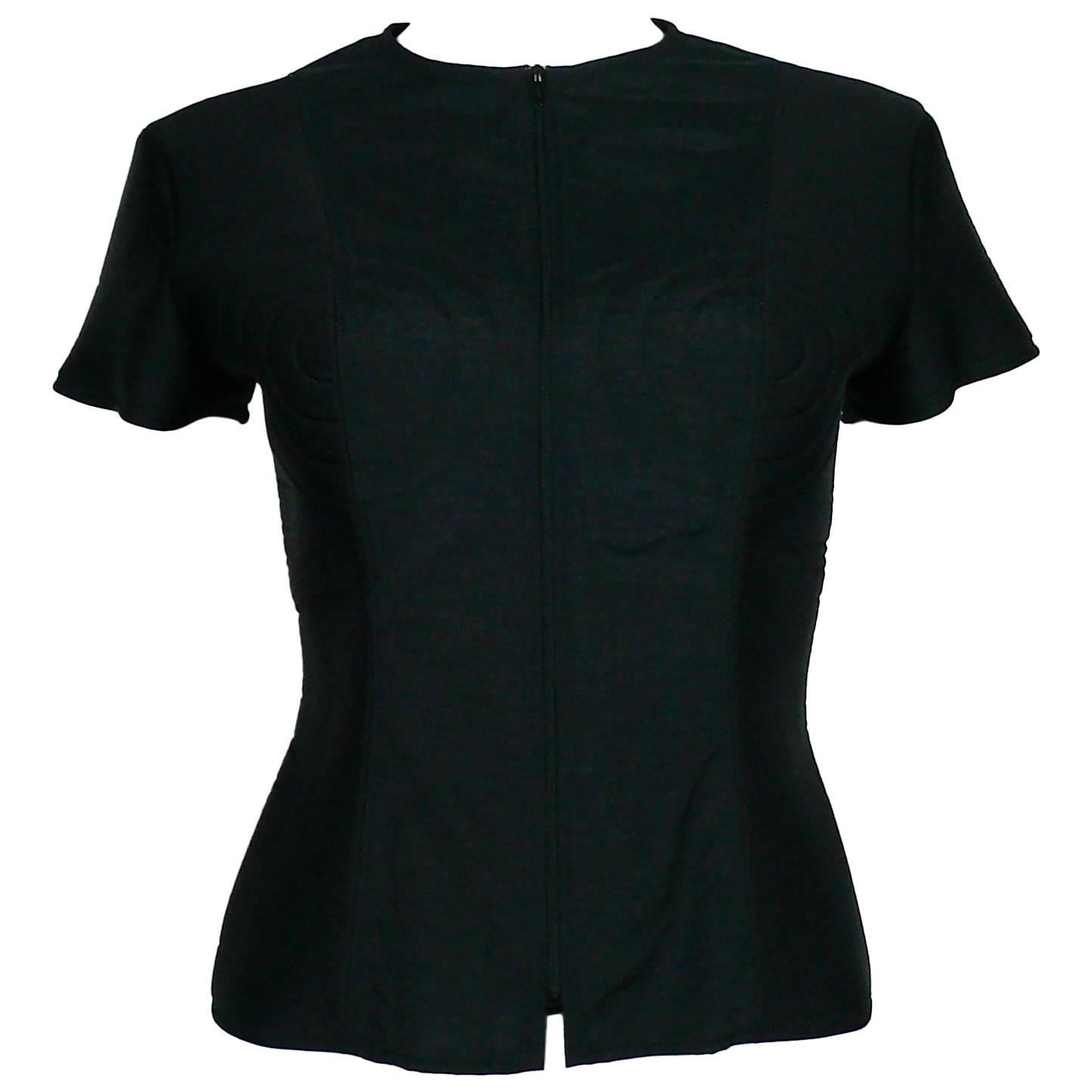 Jean Paul Gaultier Vintage Cone Breast Black Top