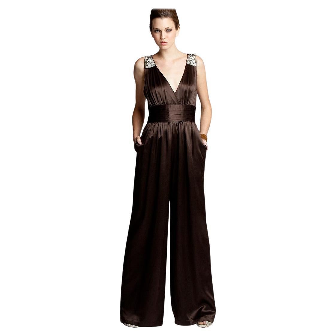 New Badgley Mischka New Silk Evening Jumpsuit Dress Gown Sz 4