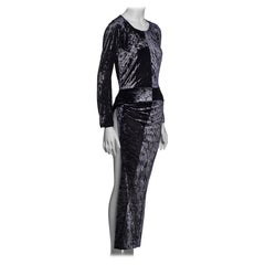 Vintage Junya Watanabe Purple Crushed Velvet Slit Dress, FW 1997