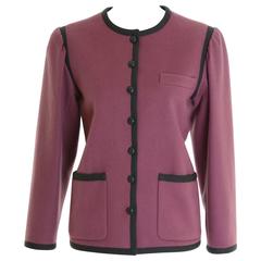 Vintage 1980s SAINT LAURENT Rive Gauche Magenta Blazer Military jacket