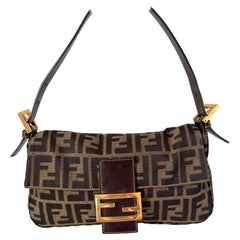 Fendi Baguette Classic Zucca Print Fendi Monogram Gold Hardware