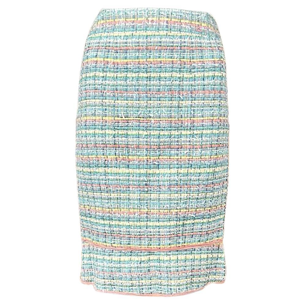 Chanel 5K$ Ribbon Tweed Skirt in Pastels 36 FR For Sale