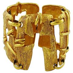 Christian Lacroix Vintage Gold Toned Cut Out Cuff Bracelet 12