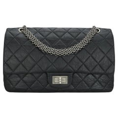 Chanel 2.55 Reissue 227 Flap Bag Pelle di vitello invecchiata nera Hardware in rutenio 2014
