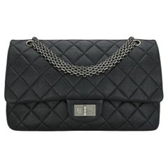 Chanel 2.55 Reissue 227 Flap Bag Pelle di vitello invecchiata nera Hardware in rutenio 2014