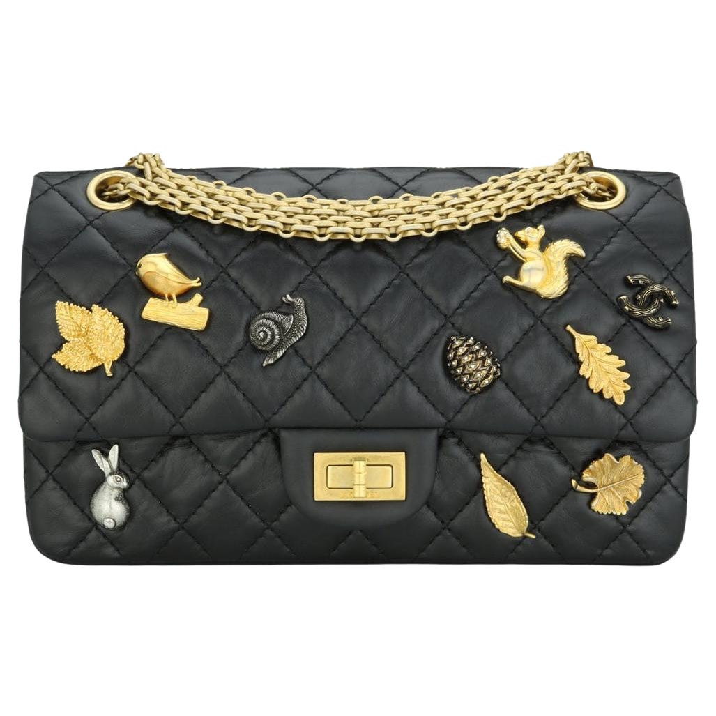 CHANEL Lucky Charms 2.55 Reissue 225 Flap Bag Black Aged Calfskin 2018 For Sale